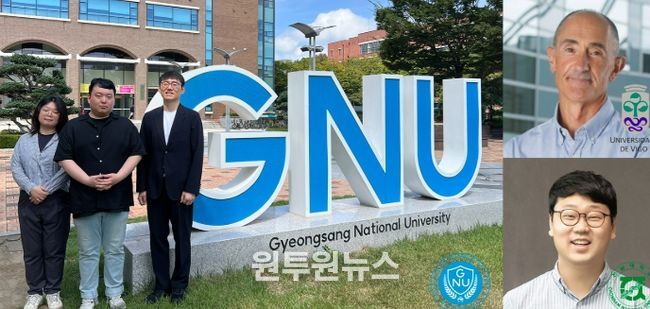 공저자 김세미 박사과정생, 제1저자 이재덕 석박사통합과정생, 경상국립대학교 김주영 교수, 스페인 비고대학교 루이스 리즈마잔 교수, 전남대학교 안효성 교수(사진 왼쪽부터)