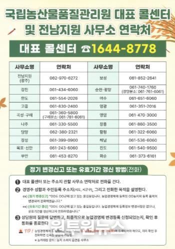 9월부터 10월까지 추계작물 정기 변경 신고제 본격 운영