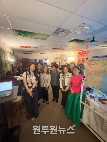 패어팩스 아카데미 내 한국어 레벨 1 수업 장면