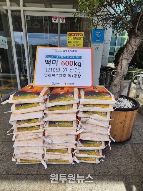 인천탁주제조 제1공장, 남동구에 이웃돕기 후원품 기탁