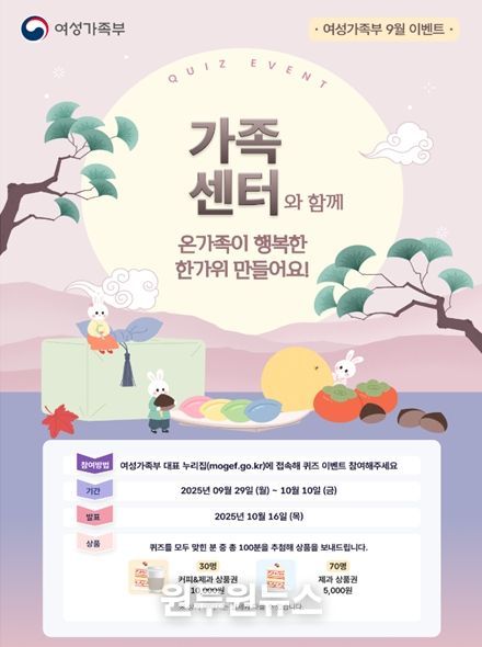여성가족부 누리집‘가족센터 초성 퀴즈’이벤트