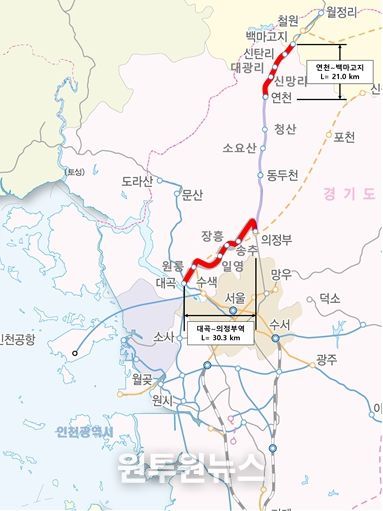 수소열차 실증 운행 노선도