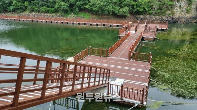 장태산 물빛 거닐길 현장 전경 및 노선도