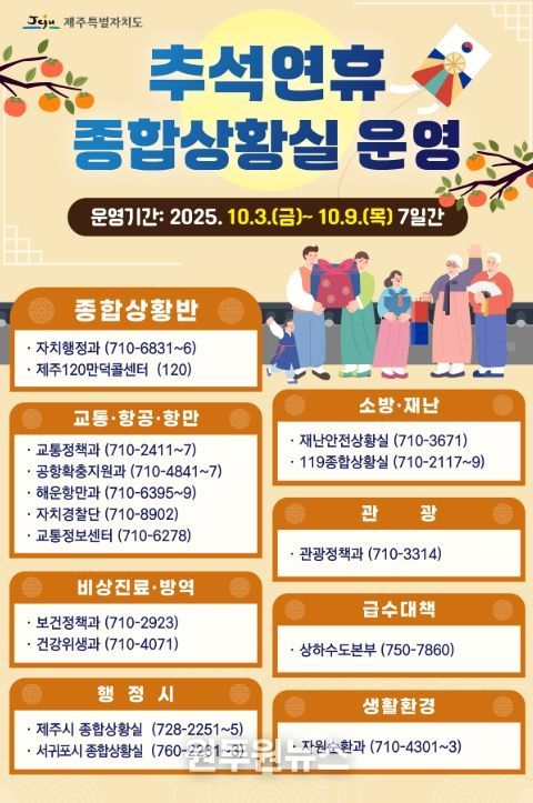 추석 연휴 종합상황실 운영 안내문