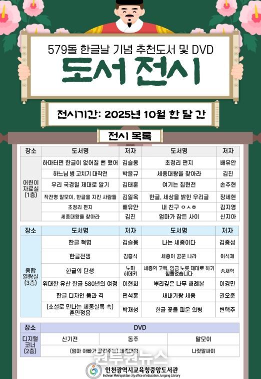 돌 기념 한글날 추천 도서 및 DVD’ 전시