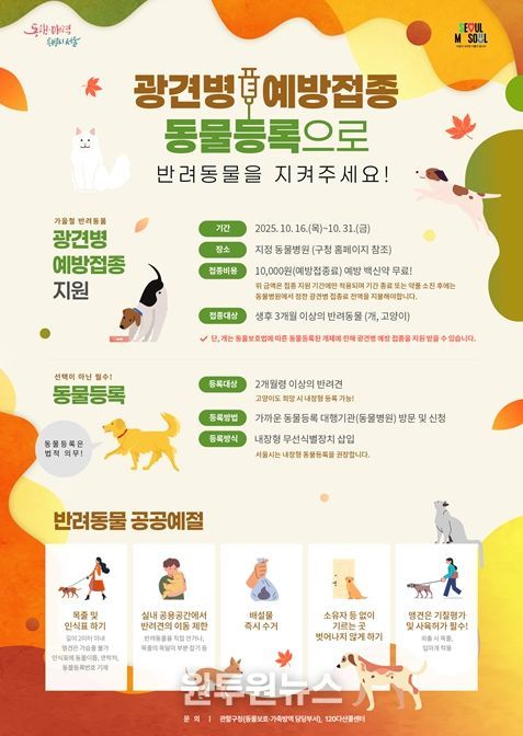 반려동물 광견병 예방접종 포스터