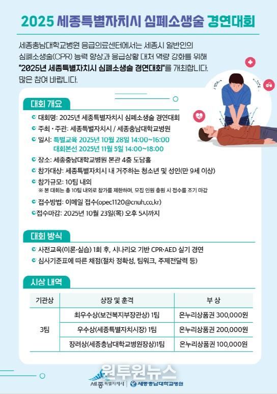 세종시, 생명 살리는 심폐소생술 숙련도 겨룬다