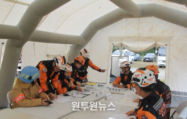 해남소방서, 해남군수협에서 2025년 긴급구조종합훈련 실시