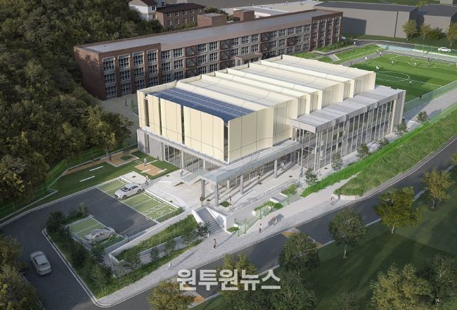 공모 당선작으로 선정된 무안읍 다목적체육관 조감도(이담 건축사무소 作)