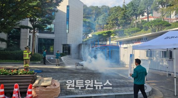 김천시청, 직원 소방 합동훈련 실시