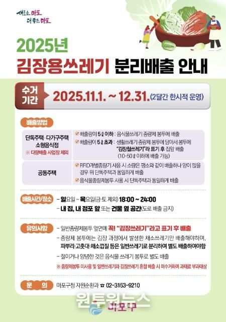 2025년 김장용 쓰레기 분리배출 안내문