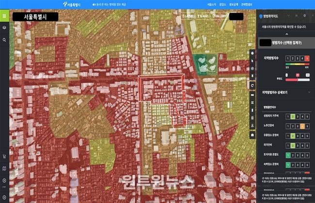 S-Map 방범예측지수 서비스 화면