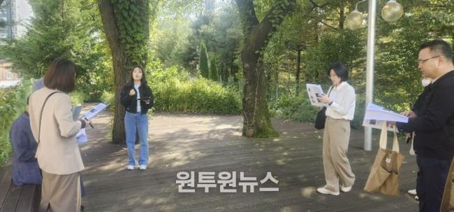 시온고등학교 학교숲 현장평가 모습