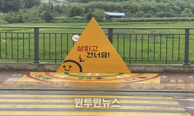 탕정초교 어린이보호구역 옐로카펫