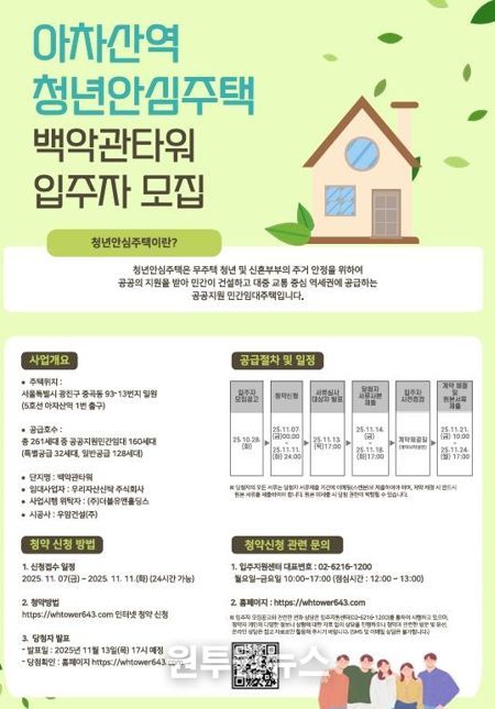 광진구, 청년안심주택 ‘아차산역 백악관타워’ 청약 시작