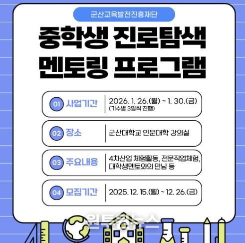군산교육발전진흥재단, 겨울방학 맞아 중학생 진로 멘토링 운영