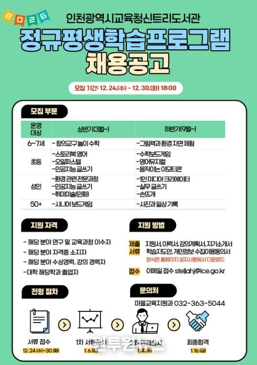 ‘2026년 정규평생학습프로그램’ 강사 모집