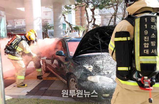 지난해 10월, 동작구청 신청사에서 안전한국훈련이 진행되고 있는 모습