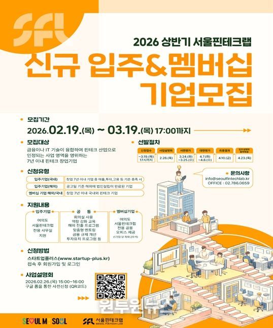 서울핀테크랩 입주기업 모집 포스터