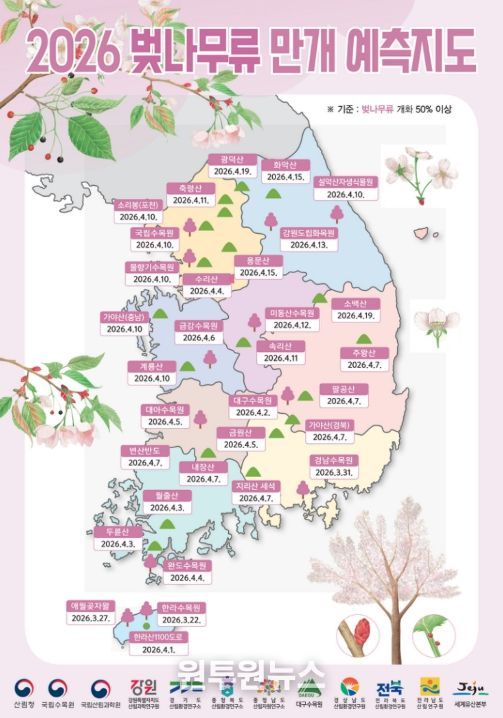 벚나무류 만개 예측지도