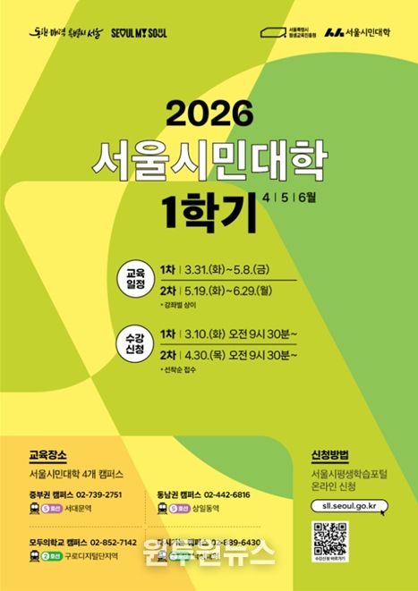 2026년 서울시민대학 1학기 교육과정 안내 포스터