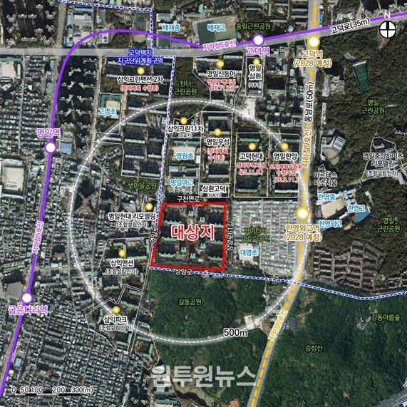 위치도 (강동구 명일동 257번지 일대)